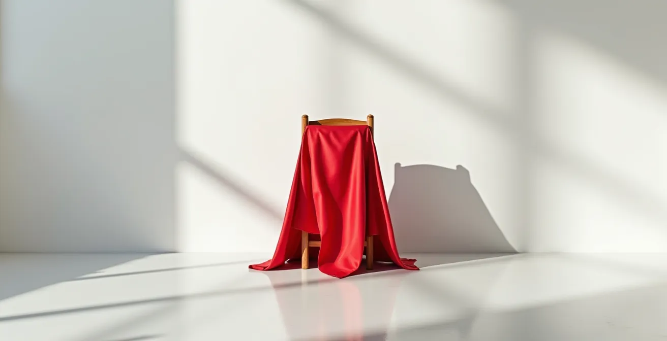 A child using a simple cape to become different characters through body language and expression