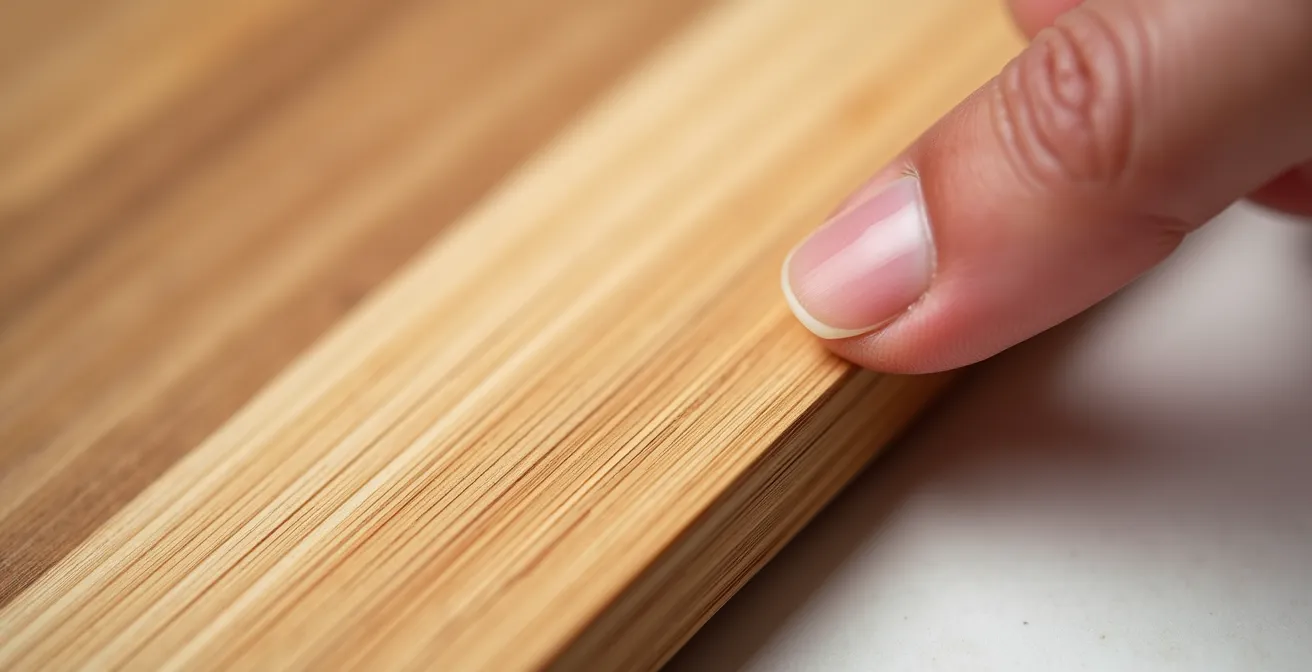 Extreme close-up of bamboo plate surface showing texture details